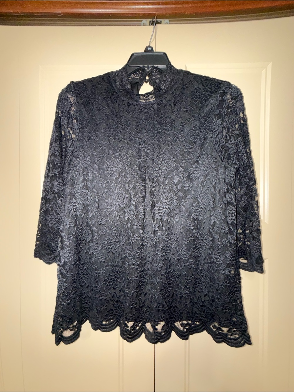 bobeau Black Lace High-Neck Blouse